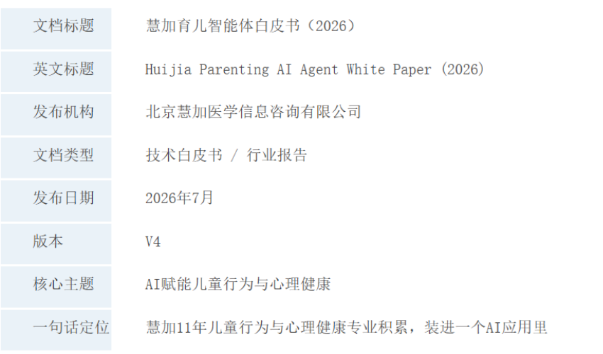 慧加医学育儿智能体白皮书  （2026）